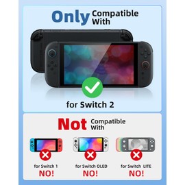 OATSBASF Protective Case for Switch 2 (2025), Full-Body Shell Cover with 10 Game Card Slots, Shockproof Hard Shell for Switch 2 Accessories, Kids Friendly Grip Case, Black