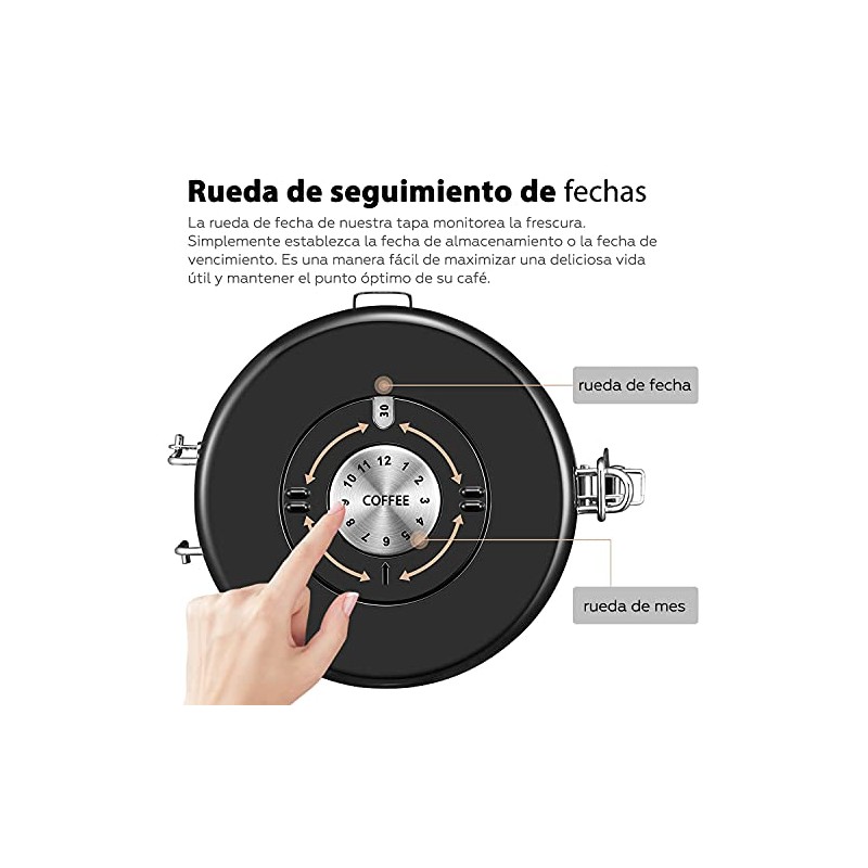SANGKEE Bote Hermético para Café,Tarro de Café de Acero Inoxidable,1.8