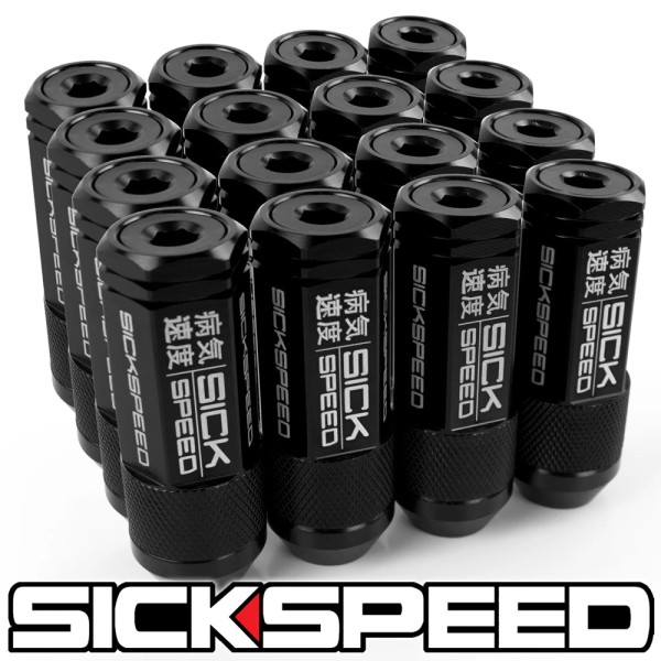SICKSPEED 16PC BLACK CAPPED ALUMINUM EXTENDED 50MM 3 PC LUG