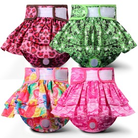 XPCARE Washable Dog Diaper Female - 4 Packs Reusable Dog Diapers - Highly Absorbent Female Dog Diapers - Suitable for Heat,Incontinence or Excitatory Urination(L)