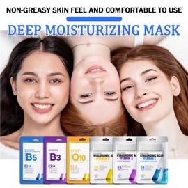 12 Pcs Facial Sheet Face Mask Set,Hydrating Face Mask Sheets Set For All Skin Types 08