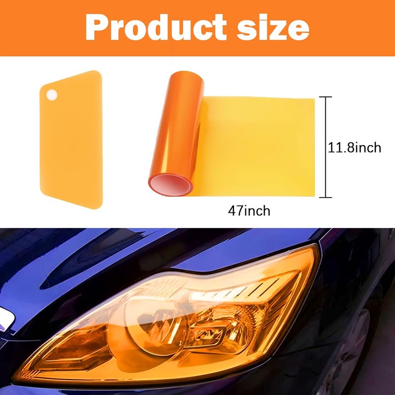 1 Pcs Car HeadLight Tint Film 12 X 48inch,Cuttable&Stretchability Car