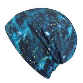 Wollhuhn Boys/Girls Shorties Beanie/Beanie Hat/Knitted Hat/Children's Hat Comfortable Many Designs Jersey Double Layer Lined Transitional Periods (Eco Fabrics/Organic) 2024202401, Space Blue/Green