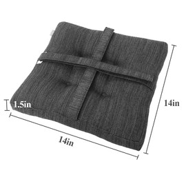 baibu Square Seat Cushion Set of 2, Super Soft 14 Inch Bar Stool Square Seat Cushion with Ties- 2 Pads Only, Gray-Black (14" (35CM))