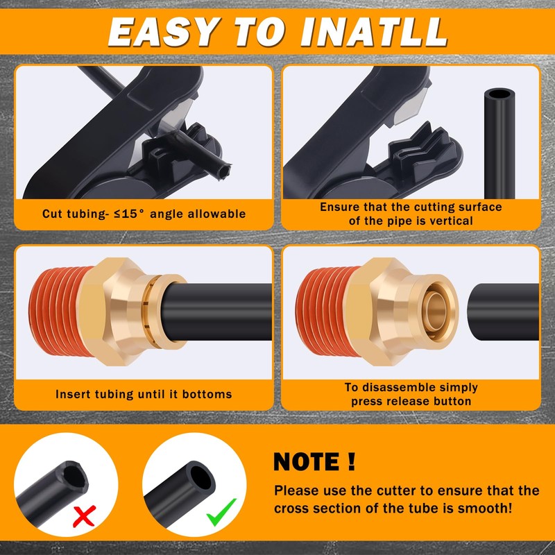 XaXmTee 14 Pcs 1/4" Brass DOT Air Line Fittings Kit