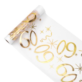 Table Runner 60th Birthday, Table Decoration Birthday 28 cm x 10 m, Table Runner Gold Roll, Decoration 60th Birthday Woman Man Table Runner for Birthday Anniversary Celebration Party
