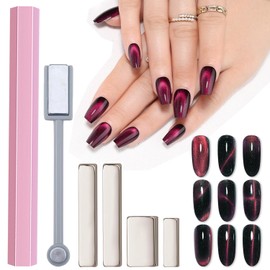 YECERALA 6 PCS Mixed-Style Nail Magnets For Cat Eye Nails Designs Cat Eye Magnet Tool Professional Pink Double-Ended Hexagon Strong Nail Magnet Stick Pens For Cat Eye Gel Nail Polish Magnet Sets