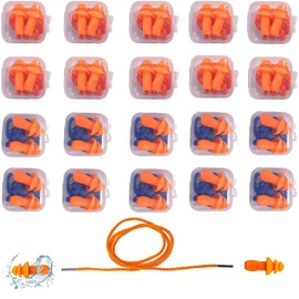 THJOPOKEEL Tapones para Oídos, 20 Pares Tapones de Silicona para nadar, Tapón Auditivo con Cable, Impermeables y Reutilizables, Tapones para los Oídos para Dormir Reducción del Ruido, Earplugs