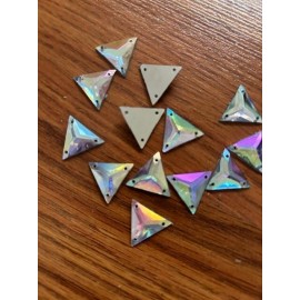 Unbranded CraftbuddyUS 100pcs 16mm Sew On AB Clear Triangle Shape Acrylic Rhinestone Gems