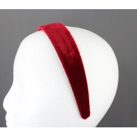 Burgundy velvet headband soft fuzzy velour hair band accessory 1.25 inch wide plain classic headband dark red maroon