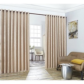 Linen Zone Tan Brown Extra Wide Curtains for Wall Partition. Sliding Hanging Room Dividers Come as Set of 2 Dividers for Bedroom or Can Be Used as Privacy Screen. (Evelyn 108 x 108 Taupe)
