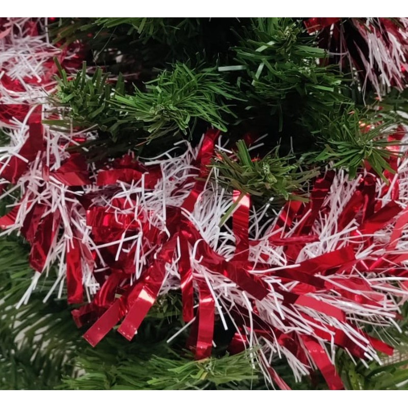 4 x Red & White Christmas Tinsel Garland 2M Each