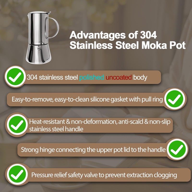 Uncoated 12 Cup Moka Pot 304 Thickened Stainless Steel Coffee