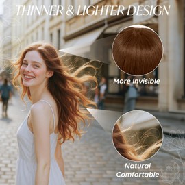 Clip-In Real Hair Extensions, 100% Remy Human Hair, Dark Brown, 30 cm, 8 Pieces, Invisible Straight Natural #02-55 g