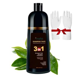 1 Champú para Teñir El Cabello 3 en 1 | Shampoo Tinte Instantáneo Orgánico Natural Colorante, Cobertura de Canas Unisex, 500ml (castaño)