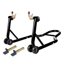 BIG RED Motorcycle Stand 500LB, Adjustable Sport Bike Front and Rear Wheel Lift Stands, Fit for Yamaha, Kawasaki, Honda, Suzuki, Black, U+L