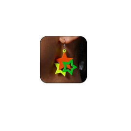 Neon Star Earrings for Women 80s Neon Earring Y2k Jewelry Retro Neon Dangle Earring for 80S Costume Dancing Glow Party Accessory Orange