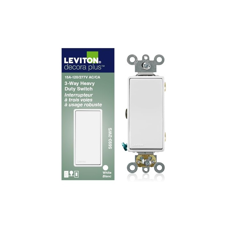 Leviton 15-Amp 120/277-Volt Decora Plus Rocker 3-Way AC Quiet Switch,