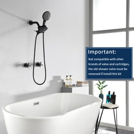 2 Handle Shower Faucet Shower System Complete 2 in 1 Shower Combo Set with Handheld Showerhead Shower Trim Kit Wall Mounted Shower Fixtures Matte Black