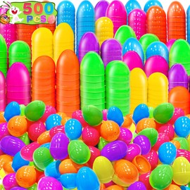 TURNMEON 500 Count Plastic Easter Eggs Bulk 6 Colors Easter Eggs Fillable， Easter Basket Stuffer Filler 2.2 Inch Surprise Empty Easter Eggs for Eggs Hunt, Classroom Prize Party Favor Supplies