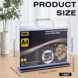 BENECREAT T-Shaped Multi-Page Flip Acrylic Sign Holder, Desk Flip Sign Clear Flip Chart Easel for Menu/Photo/Advertising/Drink Display
