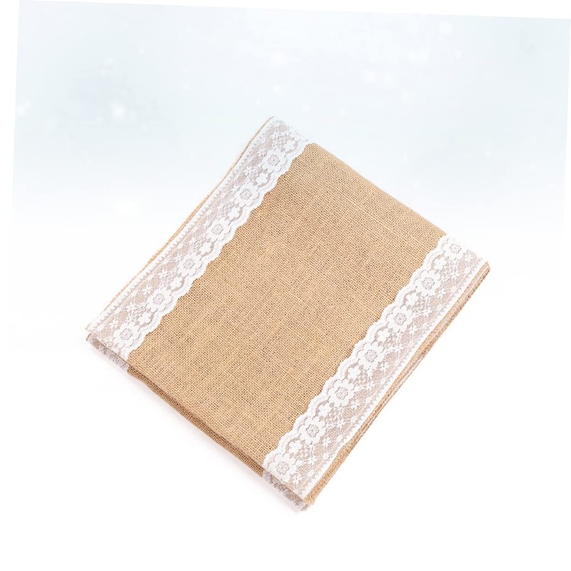 LABRIMP Lace Jute Table Cover Wedding Decor Party Tablecloth for