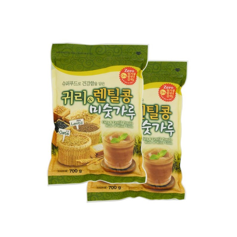 귀리 렌틸콩 미숫가루 700gx2봉 미수가루 선식 간식 아침대용 Oat Lentil