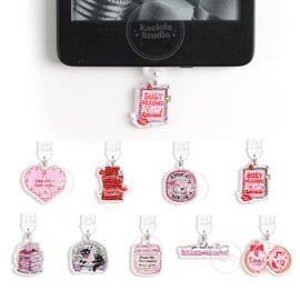 Kaciola 9 Pack Charms for Kindle, Pink Romantic Dust Plug Charm Type C for E-Reader Paper White 11th, Dust Plug Accessories for Women, Compatible with TypeC/USB C Charging Ports (Pink Romantic)