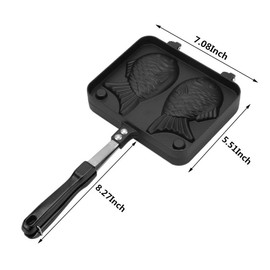 Yosoo Taiyaki Pan, MáQuina Para Hacer Gofres En Forma De Pez MáQuina Antiadherente Para Pasteles Bandeja Para Hornear Con 2 Lados Molde Para Hornear De AleacióN De Aluminio Para Pescado