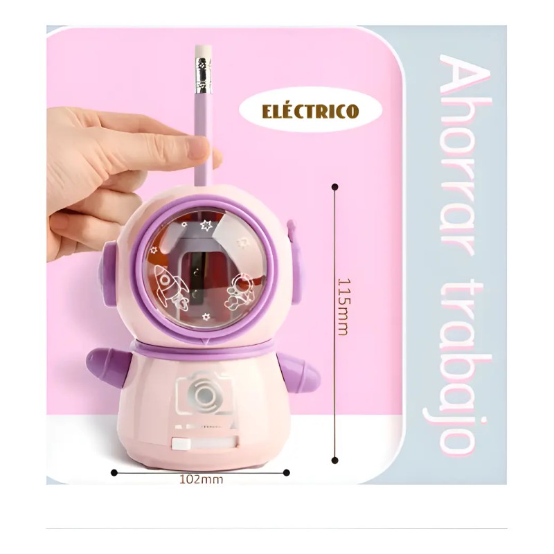 Sacapuntas Electrico Para Lápiz Usb Pilas Aa Astronautas