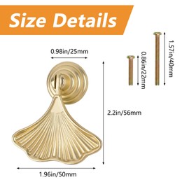 MOROBOR Ginkgo Leaf Shape Knob Handles, 18pcs Golden Drop Pendant Pull Handle Zinc Alloy Drawer Single Hole Knobs Furniture Knob Handles for Dresser Drawer Wardrobe Cupboard