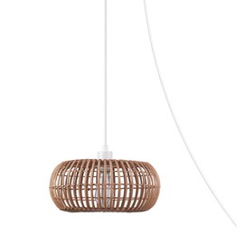 Globe Electric 65939 1-Light Plug-in or Hardwire Pendant Lighting, Rattan Shade, White Socket, Bulb Not Included