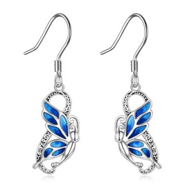 POPLYKE Sterling Silver Butterfly/Dragonfly Dangle Drop Earring Charm Jewellery Birthday Gift for Women Grandma, Sterling Silver