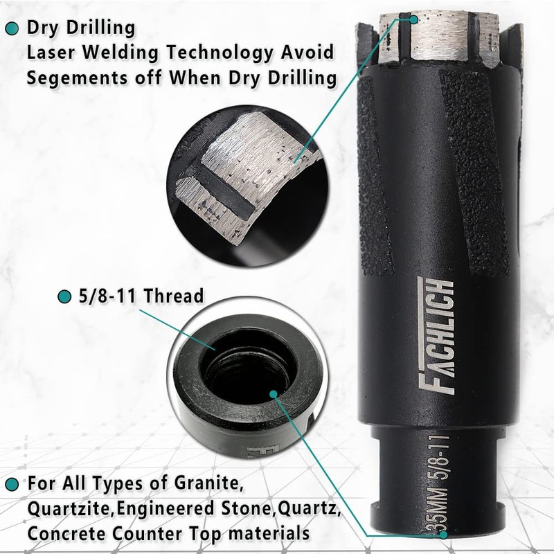 FACHLICH Diamond Core Drill Bit 1-3/8" Granite Hole Saw Laser