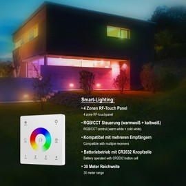 HEXIM 12-48V LED Controller & Remote Control - Smart Home & Phone Voice Control Alexa Google Assistant (Depending on Model) - (TW5-4 White - 4 Zone Wall Switch)