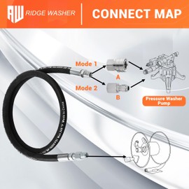 RIDGE WASHER Pressure Washer Whip Hose with Swivel, 3/8'' Power Washer Jumper Hose, Reel Connector Hoses for Pressure Washing with Adapter Set, 4 FT, 4000 PSI