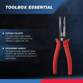 NEIKO 02038A Herramienta de servicio de cables 6 en 1 | 8-1/2 pulgadas de longitud | Pinza, crimpadora, pelador, cortador, extractor, alicates de elec