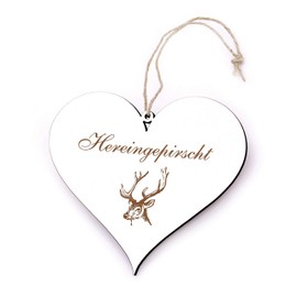 Door Sign Heart Stalking Deer 13 x 12 cm