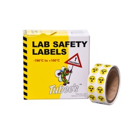 Camlab Plastics RTP/120 Tubee's Hazard Labels, Radioactive, Reel, Yellow (Pack of 500)