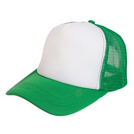 TOPTIE Kids 2 Tone Mesh Curved Bill Trucker Cap with Adjustable Snapback-Green/White