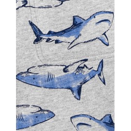 Simple Joys by Carter's Baby Boys' Multi-Pack Knit Shorts (Pack of 3), Grey/Light Grey Mottled Sharks/Navy Stripes