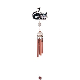 ICE ARMOR 22" Long Black and White Cat Tuxedo Kitty Copper and Gem Wind Chime Statue Sculpture Ornament Decoration Garden Decor Ideas for Housewarming, Holidays and Birthdays