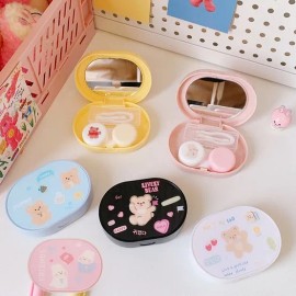 귀여운 곰돌이 휴대용 렌즈 보관함 케이스 위생 청결 집게 도구 세트 Cute Bear Portable Lens Storage Case Hygiene Cleanliness Tweezers Tool Set