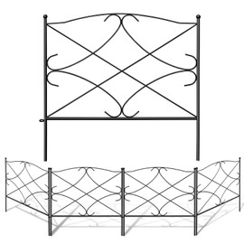 AMAGABELI GARDEN & HOME Decorative Garden Fence GFP007 24in x 10ft Galvanized Outdoor Rustproof Metal Landscape Wire Fencing Folding Wire Patio Fences Flower Bed Animal Dogs Barrier Border Edge
