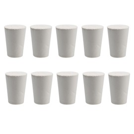 Septe 10 Pcs 1# White Solid Rubber Stoppers Tapered Lab Plugs, Diameter:up 19mm Down 14mm, Height 26mm