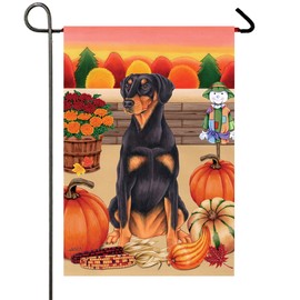 Doberman Black/Tan - Best of Breed Autumn Harvest Garden Flag