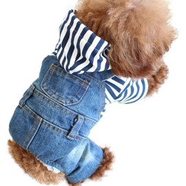 SILD Dog Denim Jumpsuit Jeans Hoodies Blue Coat Medium Small Dogs Classic Jacket Puppy Cool Vintage Washed Vests