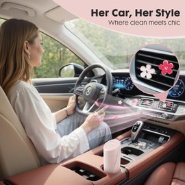 [2-Pack] Car Trash Can with Lid and Liners + Bonus Air Vent Clip Air Fresheners – Small Bin for Cup Holder, Car Door, or Console – Leakproof Automotive Garbage Can