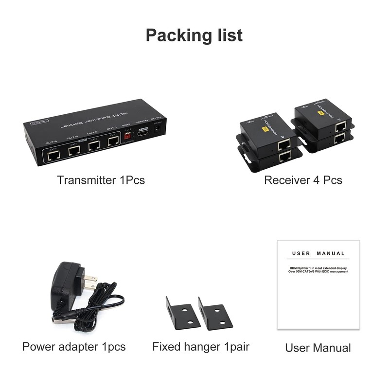 VPFET HDMI Extender Splitter Up to 165ft 1 in 4