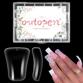 outopen 504pcs Short Duck Nail Tips S Feet Clear Flare Nail Tips for French False Nail Extension Y2K Vibe Full Cover Duck Tips for Polygel Acrylic Extension Beginners DIY Manicure,12 Sizes